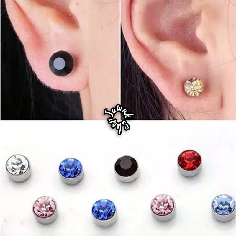 ANTING MAGNET PERMATA TANPA TINDIK PRIA WANITA D541