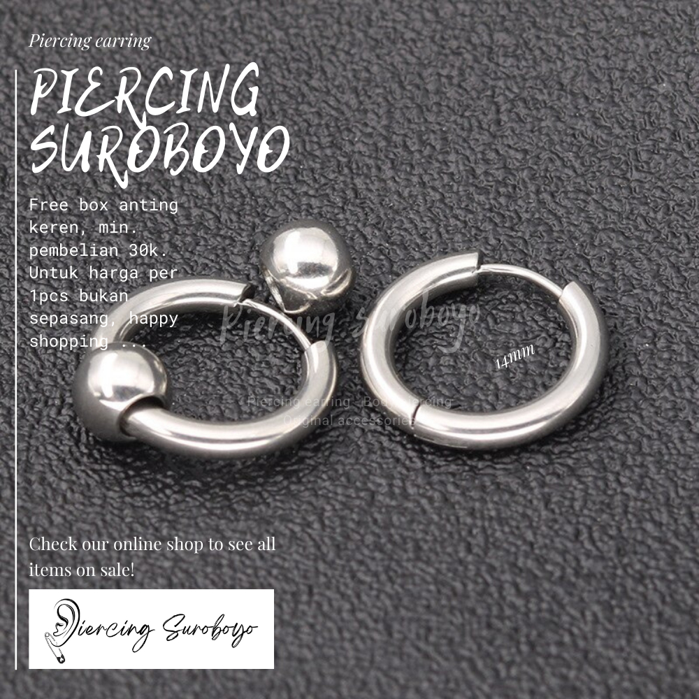 ANTING HOOP TITANIUM 1PCS ANTING TINDIK HOOP TITANIUM BARBEL TINDIK TITANIUM 1PCS.