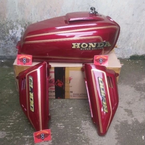 Tangki tengki honda gl 100 detail original pres pabrikan set cover aki dan tutup tangki komplit  lua