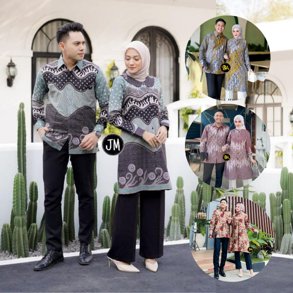 Batik Tunik Couple Modern Set Pakaian Couple Kemeja Batik Pria Premium Baju Batik Couple