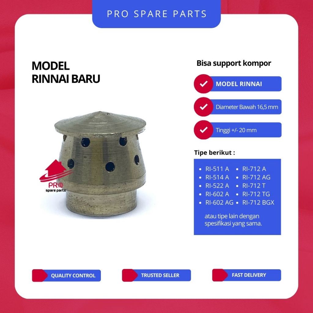 Burner Api Lilin Model Kompor Gas RINNAI BARU / Sparepart Tungku Kompor Gas Api Kecil / Api Tengah