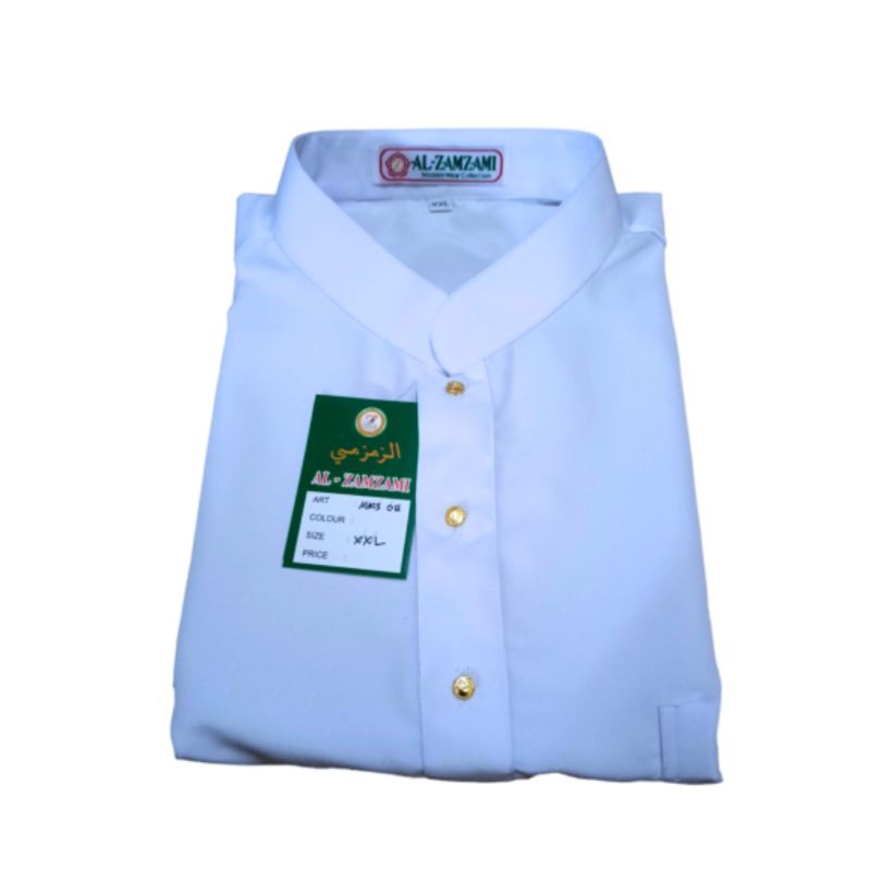 Baju Koko putih POLOS ZAMZAMI busana muslim pria taqwa model malaysia