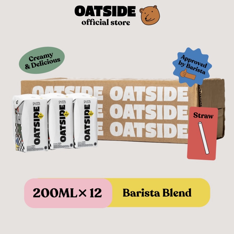 

High Quality OATSIDE Mini Straw Oat Milk Barista Blend 2ml 12pcs Kemasan dengan Sedotan Susu Oat