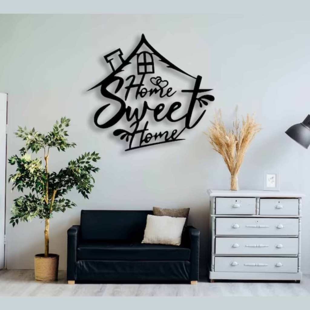 (40x40cm) Hiasan dinding Home - Spesial Decor HOME timbul Tulisan home sweet home Dekorasi Dinding L
