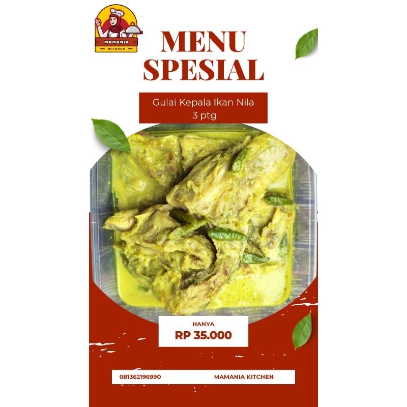 

Gulai kuning kepala nila 3ptg porsi 3-4 makan [Pengiriman instan]