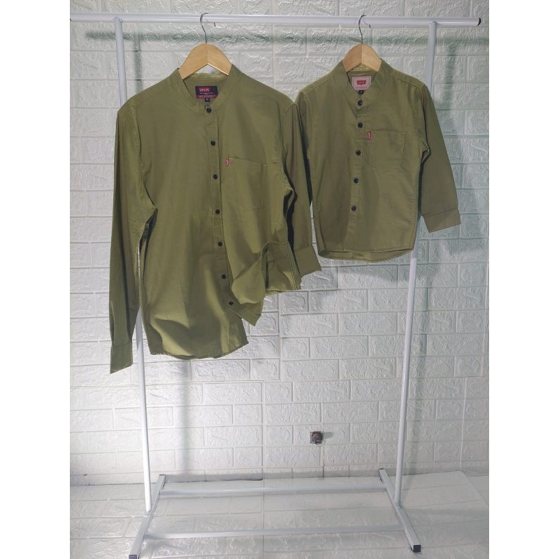 Kemeja KOKO Couple Ayah Dan Anak Warna HIJAU OLIVE Fhasions KOKO Lengan Panjang