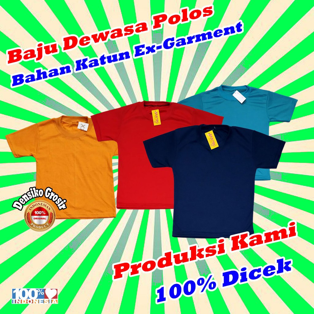 Baju Polos Dewasa, Kaos Dewasa Harian Katun, T shirt Pria dan Wanita