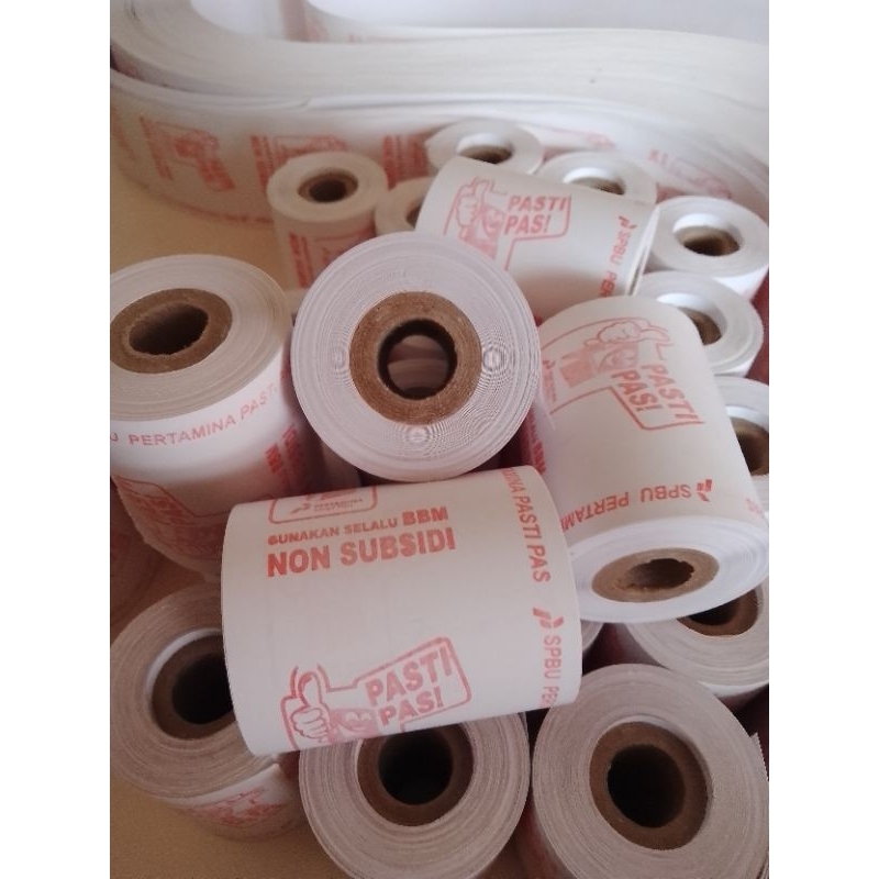 Kertas struk thermal logo SPBU pasti pas 58x48