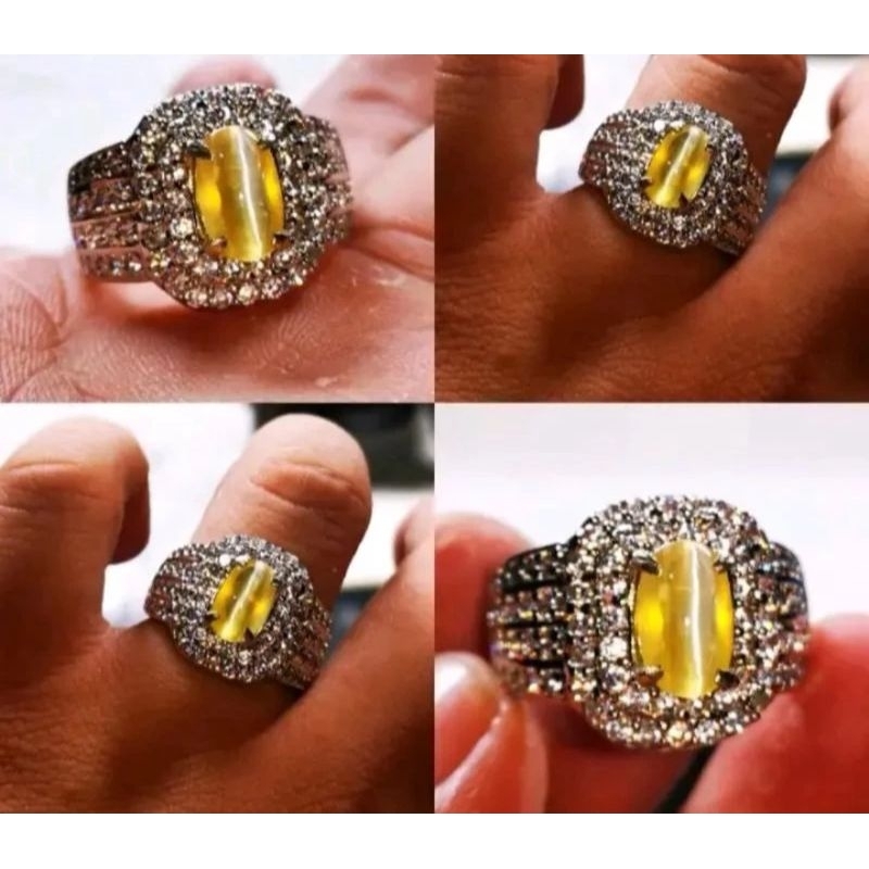 Batu Cincin Natural Chrysoberyl Cat Eye Laser Tajam