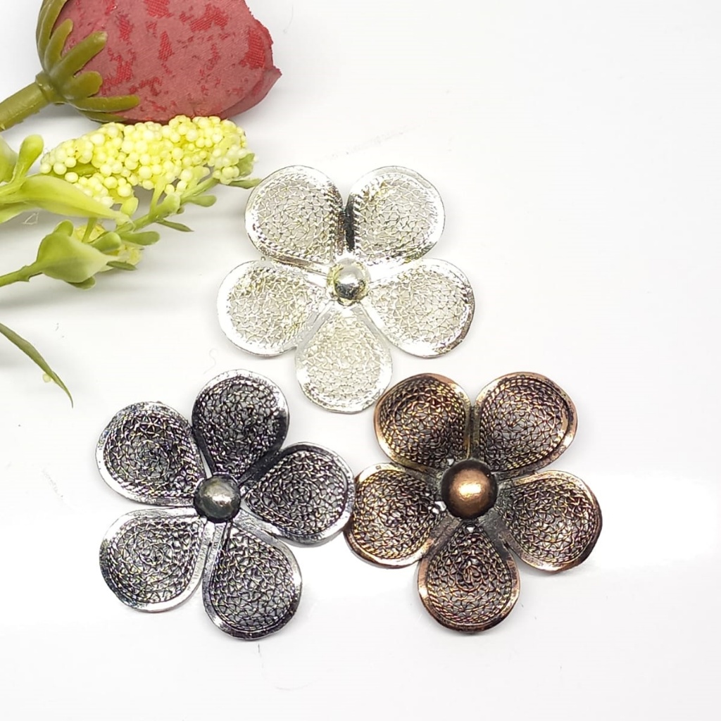 Bros Filigree Kebaya Jilbab Handmade Tembaga Krom Perak Asli Kotagede ID065