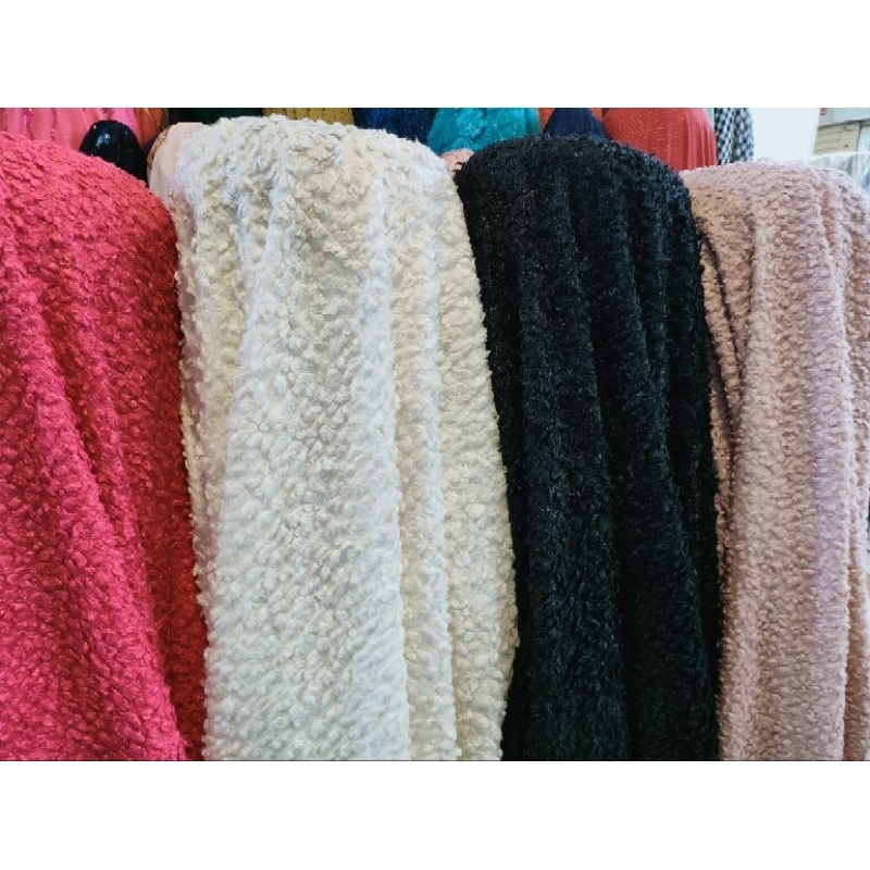 Bahan Kain Bulu Bulu Wool/Sifon Meteran/Motif Cardigan Switeer