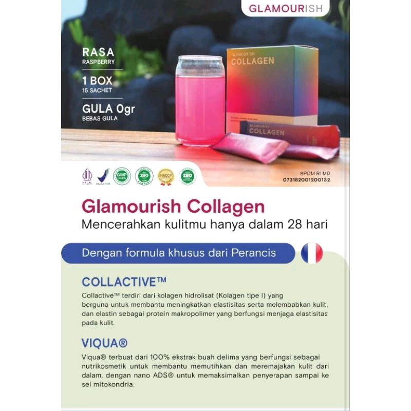Collagen Drink Glamourish Ekstra Saffron Premium Legalitas BPOM RI dan MUI | Minuman Pemutih Badan C