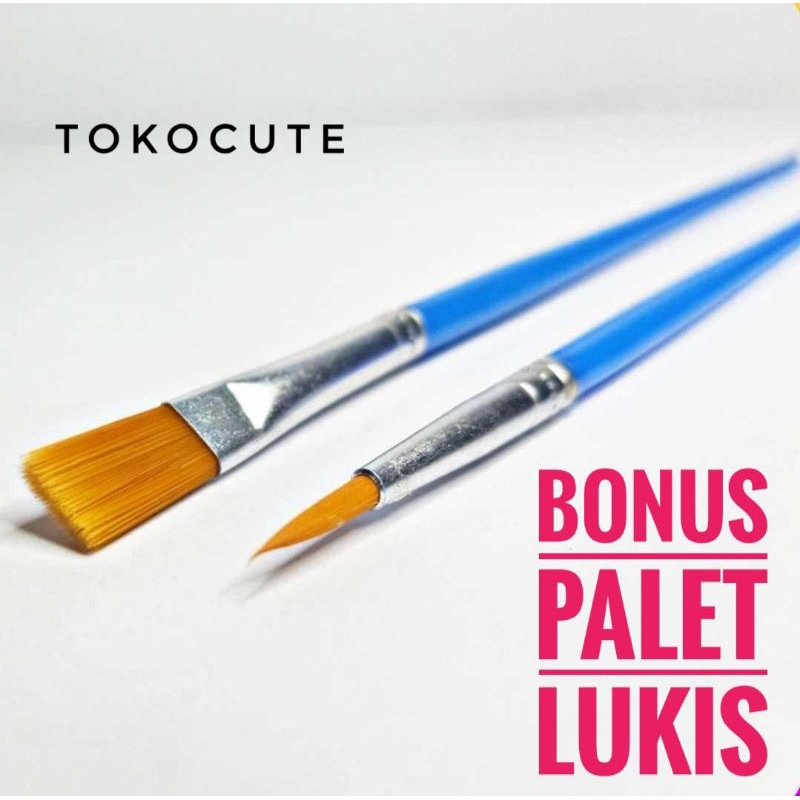 

[10 Pcs] Kuas Lukis Flat & Round, Kuas Lukis Untuk Cat Air Minyak, 1 Set Kuas Lukis Buat Anak