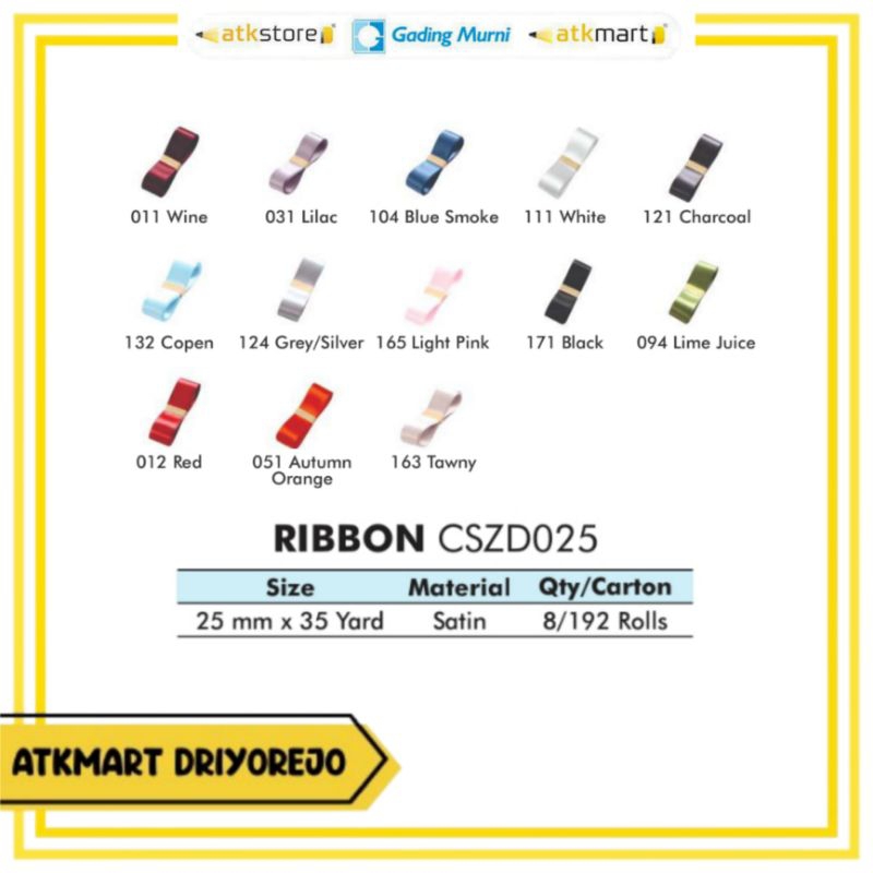 

V-TEC RIBBON 25MM X 35YARD BAHAN - PITA KAIN SATIN SATIN