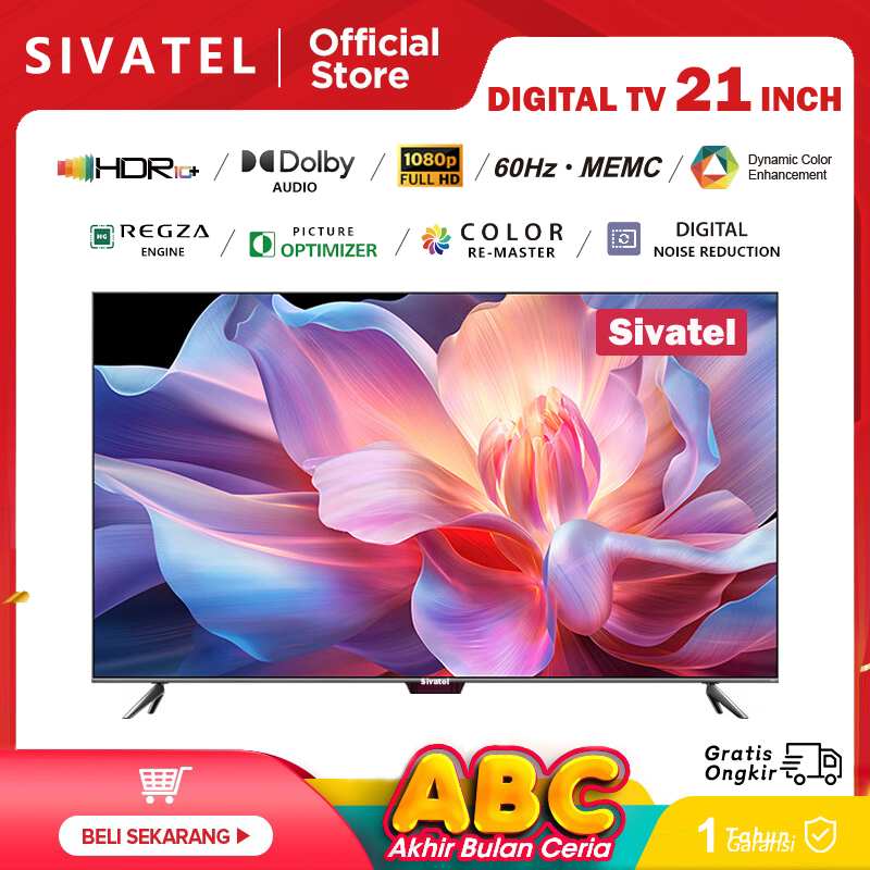 Terkini Sivatel TV LED 21 Inch TV Digital 21 inch FHD 1080P Televisi Murah
