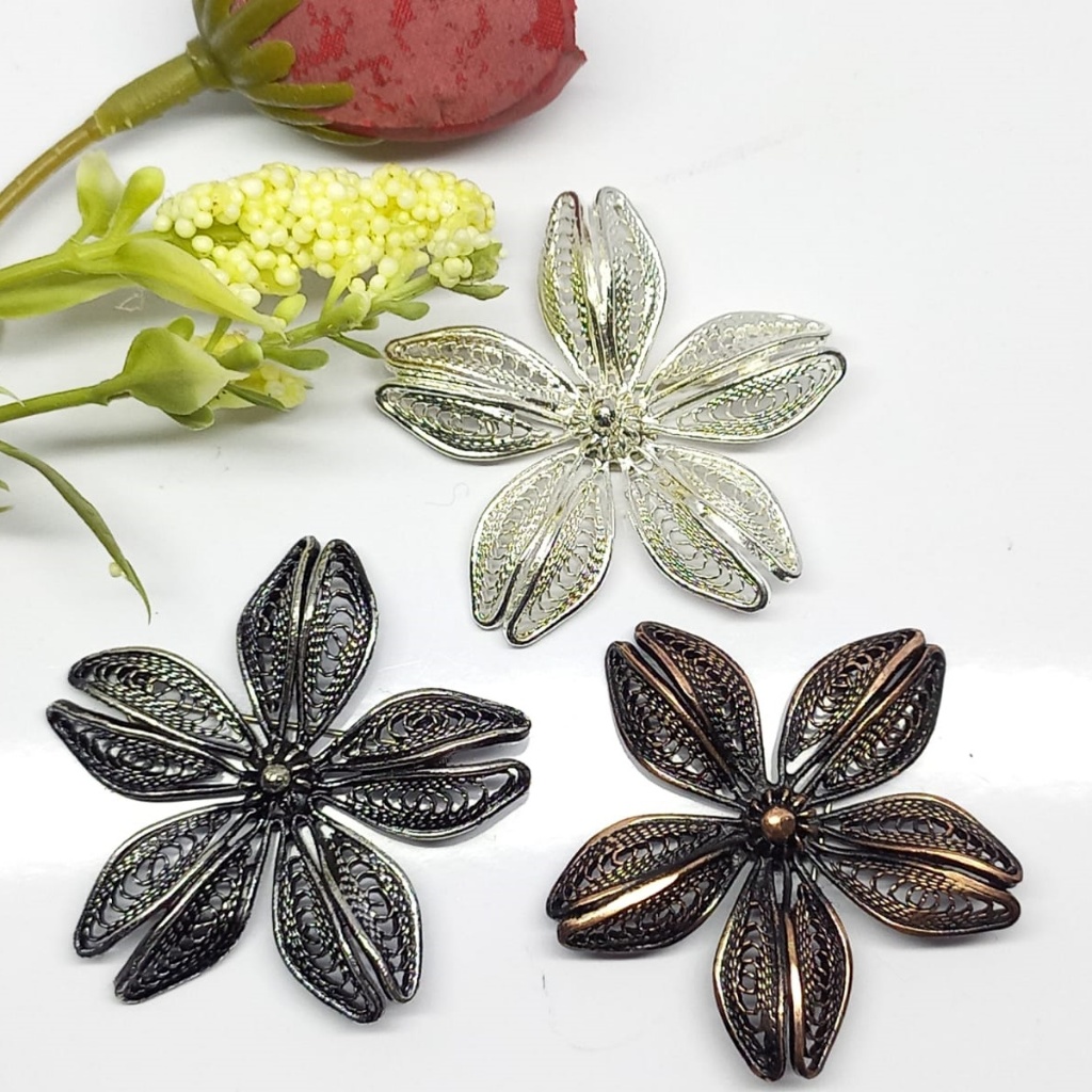 Bros Filigree Kebaya Jilbab Handmade Tembaga Krom Perak Asli Kotagede ID066