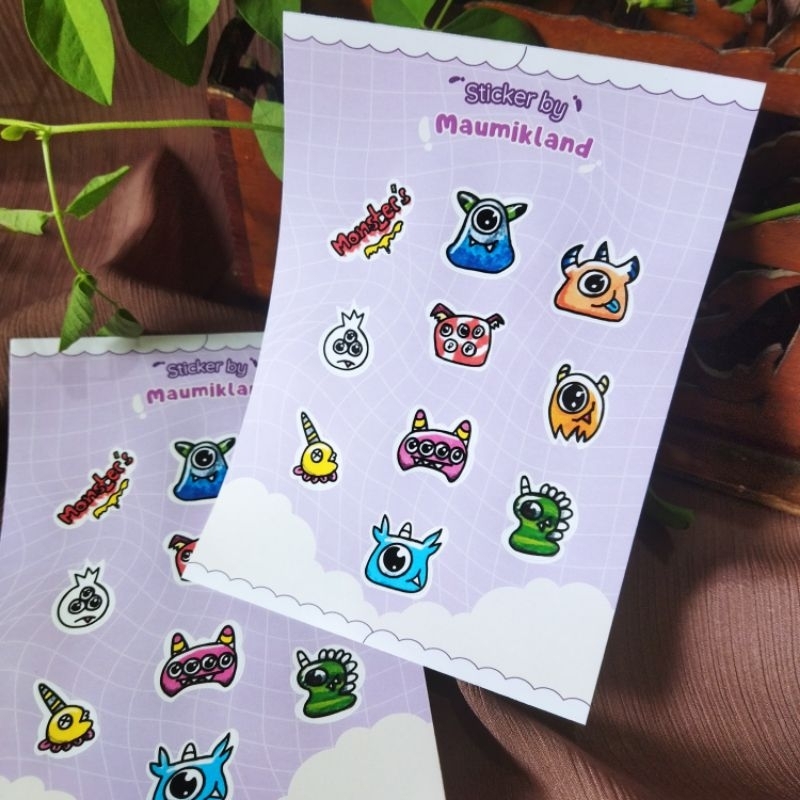 

stiker kiss cut A6 karakter monster kartun