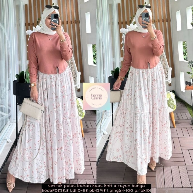 one set atasan dan rok gamis/ gamis cantik / outfit gamis kekinian/ gamis murah