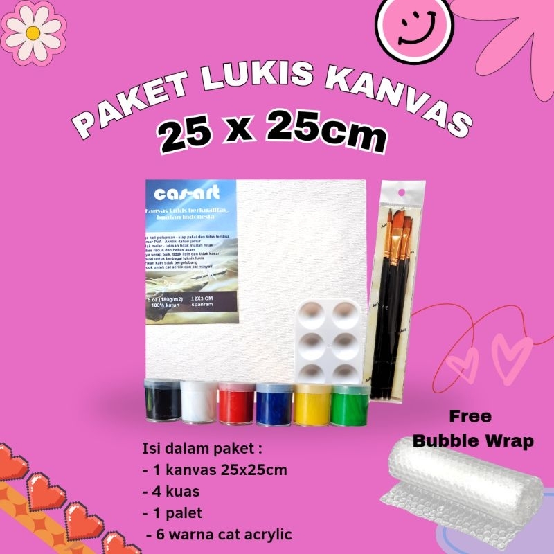 

Paket Lengkap Melukis Set Kanvas 25x25cm Cat Acrylic Kuas Palet