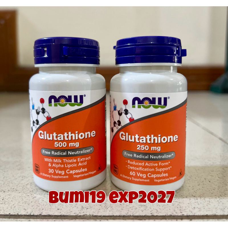 Now Glutathione 500mg 250mg skin brightening- high antioxidant