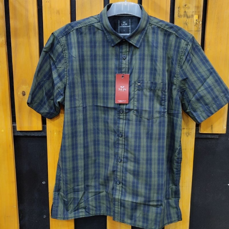 LGS ORIGINAL 015 Atasan Kemeja Pria Motif Lengan Pendek