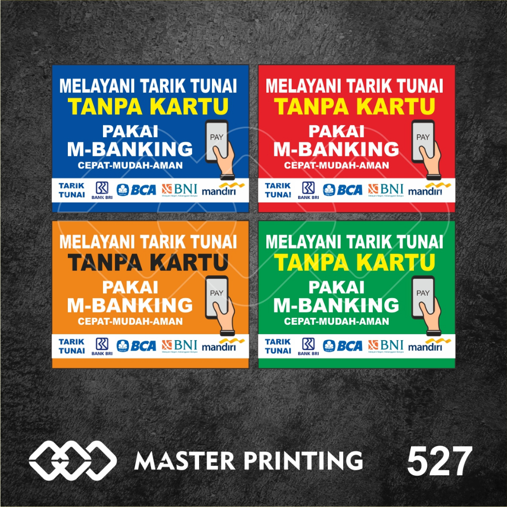 

527 - Stiker Melayani Tarik Tunai Tanpa Kartu, Pakai M-Banking, Tahan Air, Termurah, dan Bisa Custom
