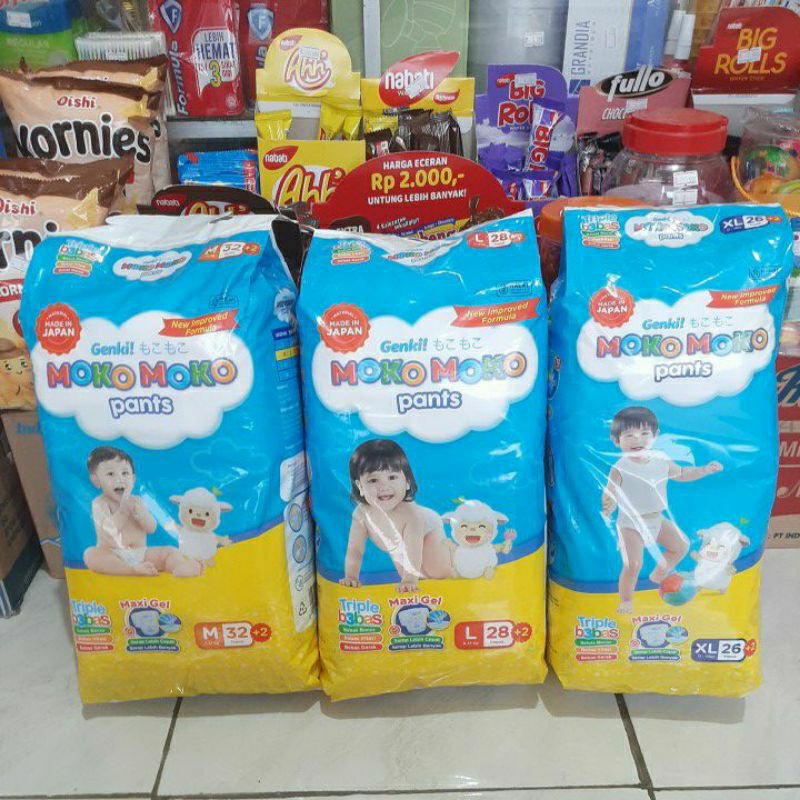 Genki MOKO MOKO pants diapers bayi/balita anti bocor anti ruam murah