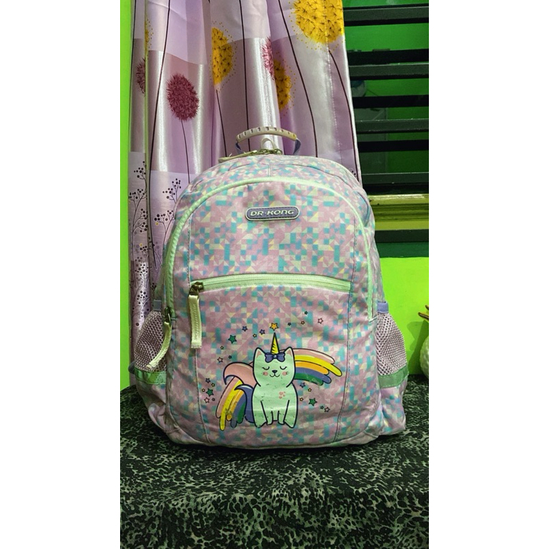 tas ransel sekolah anak DR kong kitten purple preloved keren