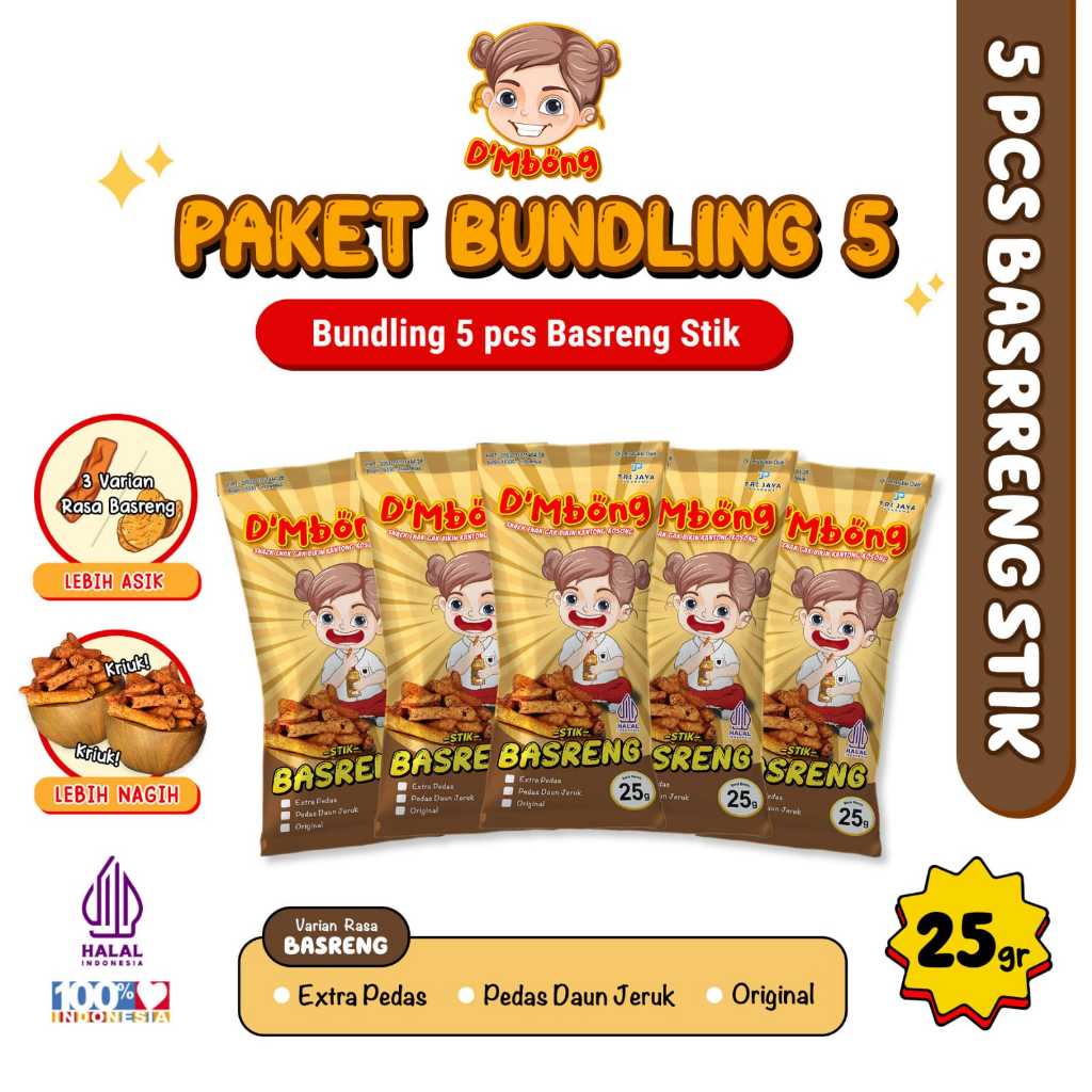 

(BUNDLING 5) Dmbong Basreng Stik 25 Gram