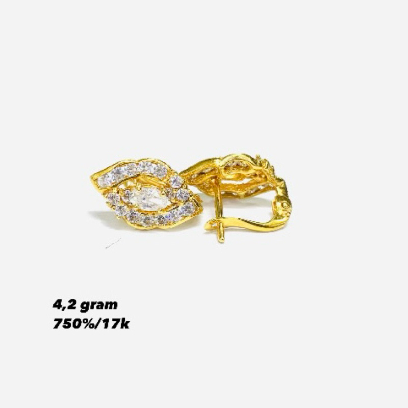 anting emas jepit fashion 750%/17k