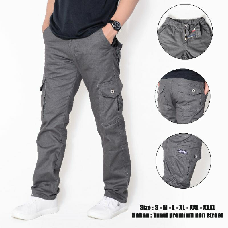 Celana panjang cargo pria model saku samping,celana pdl panjang celana outdor premium
