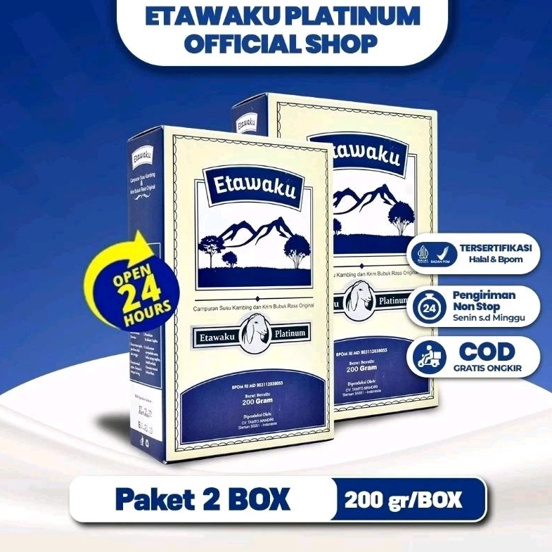 

Etawaku Platinum Paket 2 Box - Susu Kambing Etawa Murni + Krimer Bubuk yang Berkhasiat Tinggi Memiliki Kandungan Protein dan Vitamin Kompleks yang lengkap dan Rendah Lemak serta Dapat Mengatasi Nyeri Persendian