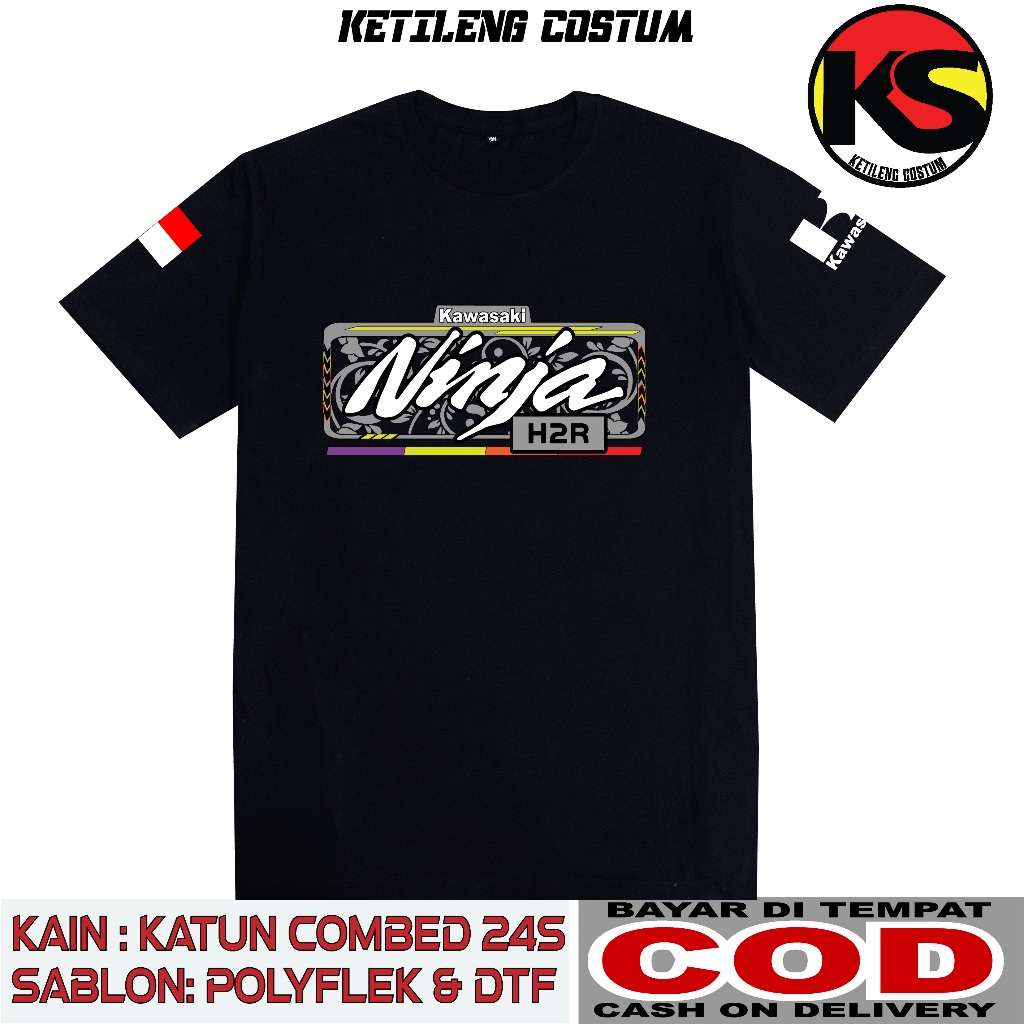 KAOS KAWASAKI NINJA H2R BAHAN COTTON COMBED 24S TEBAL BISA COD KAOS DISTRO KAOS KEREN