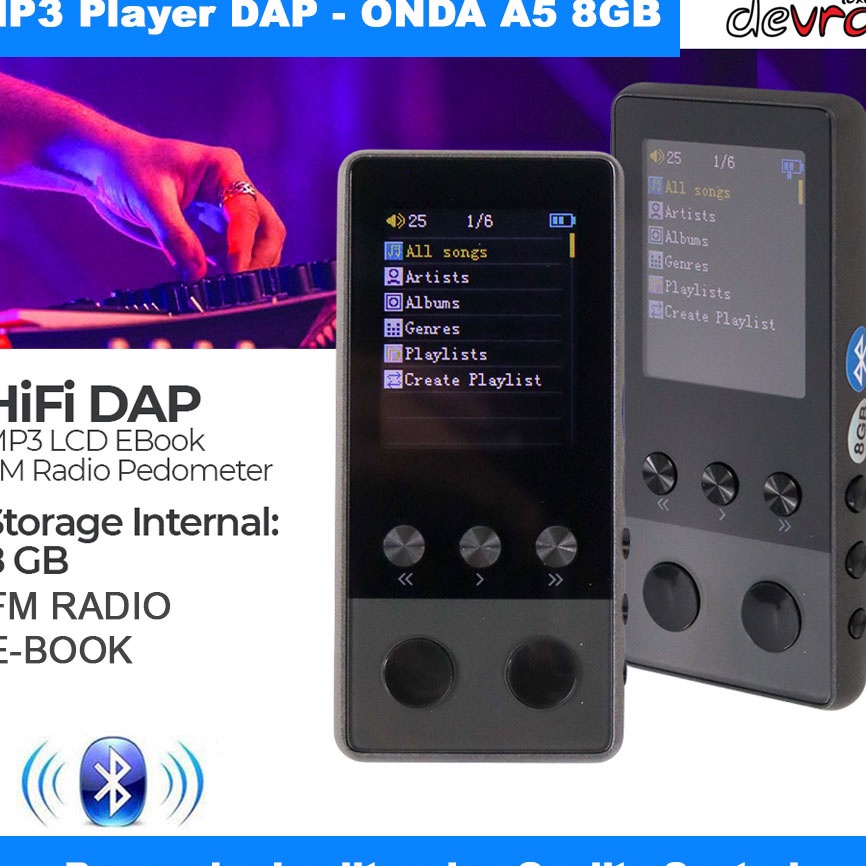 DAP MP3 Player Bluetooth HiFi LCD EBook FM Radio Pedometer  ONDA A5