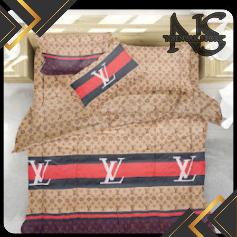 bedcover set motif LV bahan nya nyaman di pakai