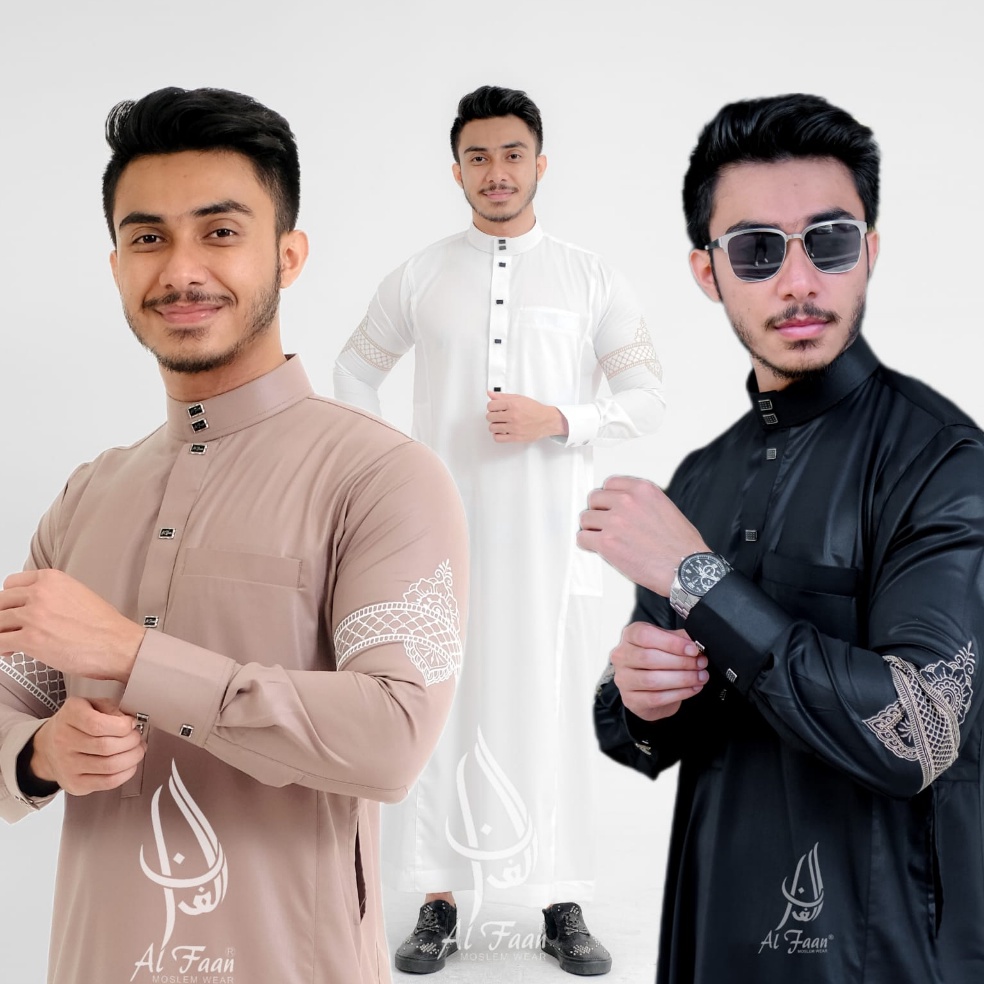 Lariiss Jubah Slimfit Pria Gamis Pria Jubah Bordir Terbaru Gamis Alfaan jubah gamis bordir tangan th