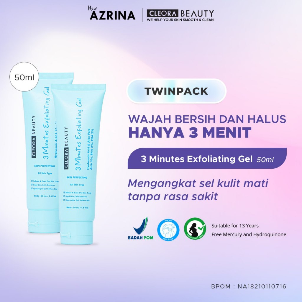 Azrina x Cleora Twinpack Exfoliating Gel Special Bundle 2pcs - Exfoliasi Mengangkat Sel Kulit Mati