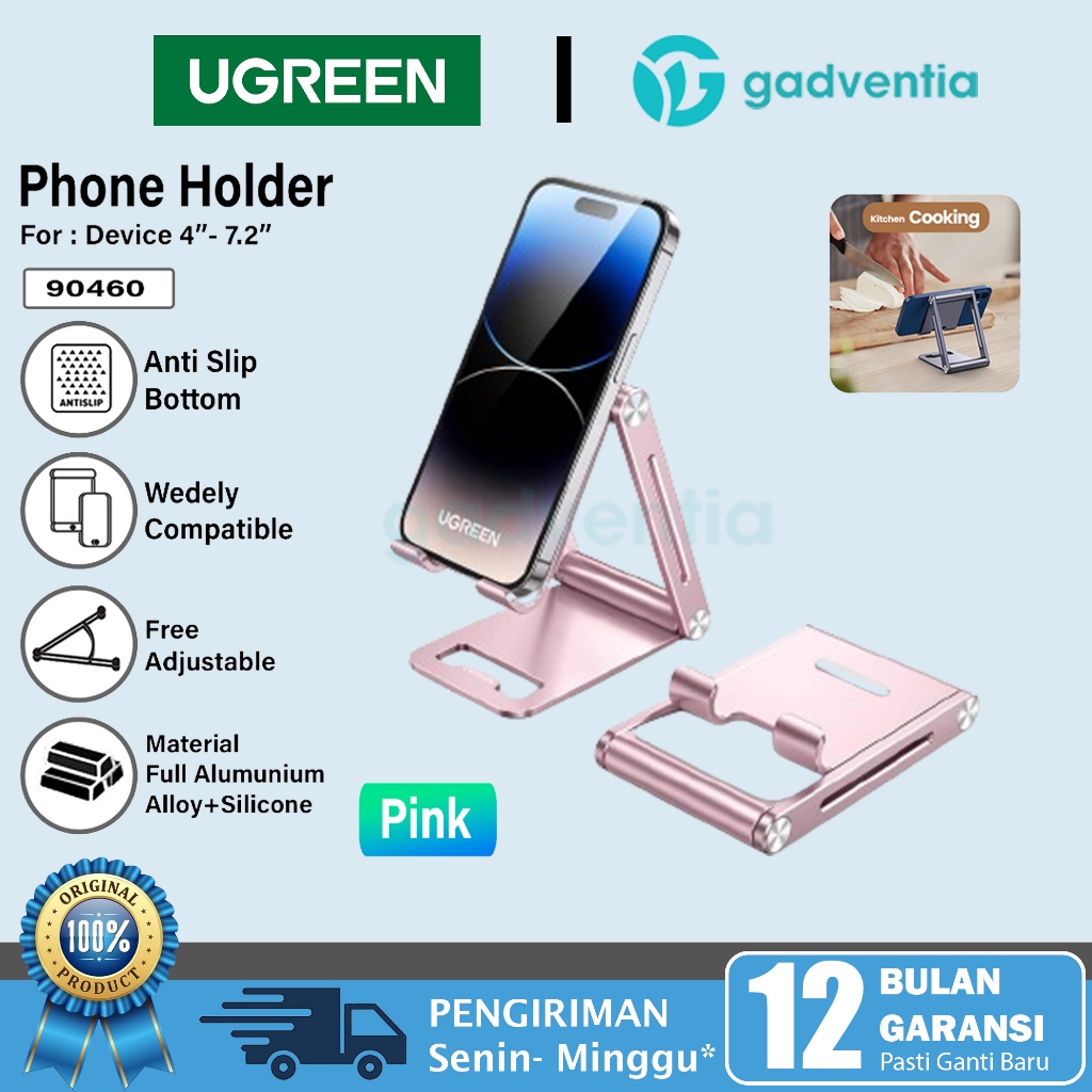 Ugreen 9046 Stand Desktop Phone Holder HP Aluminium Alloy Lipat Tempat Dudukan Alas Handphone Androi