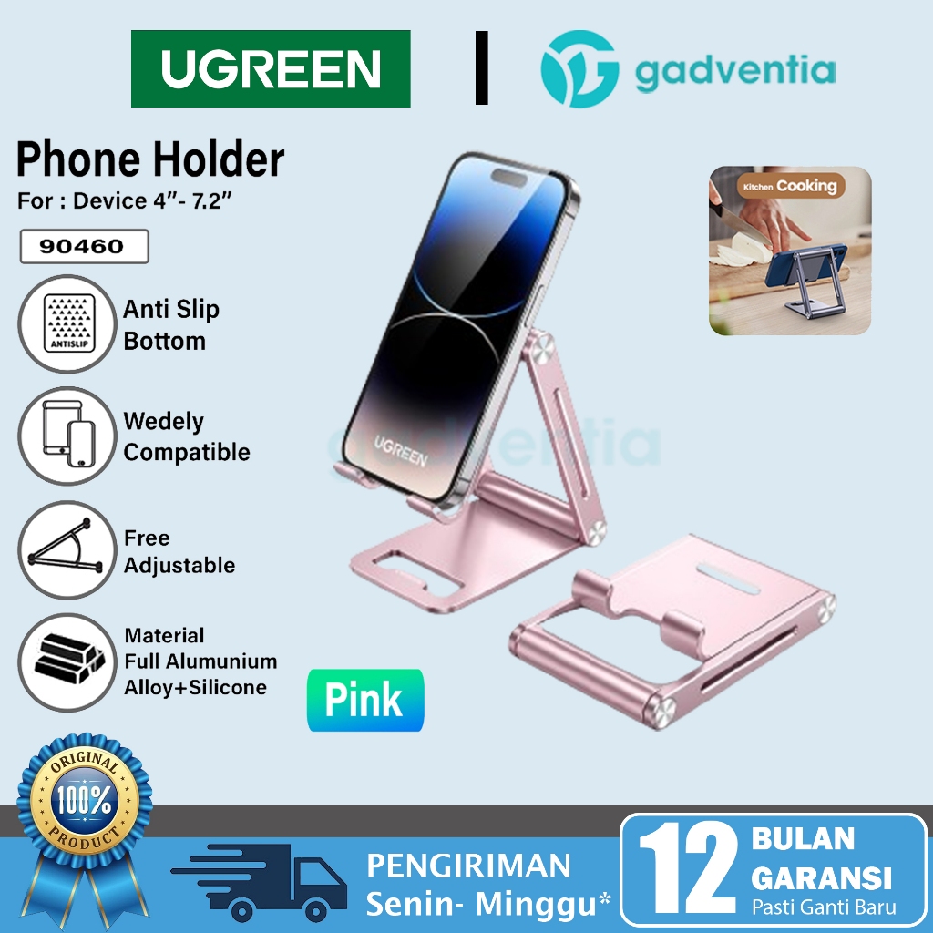 Ugreen 9046 Stand Desktop Phone Holder HP Aluminium Alloy Lipat Tempat Dudukan Alas Handphone Androi