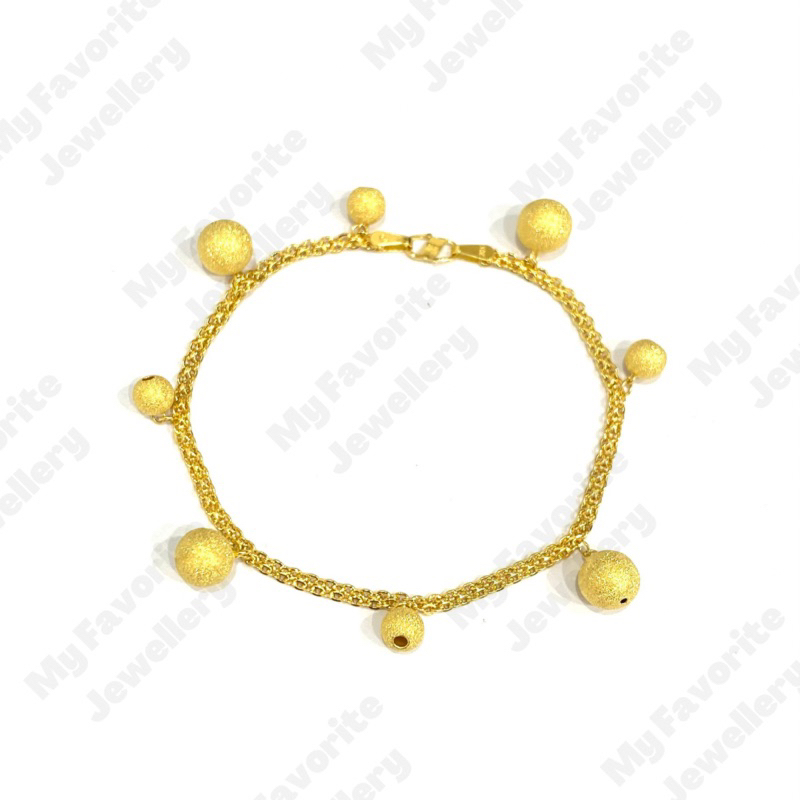 Gelang Fancy Double Bola bola Pasir Emas Asli Kadar 875