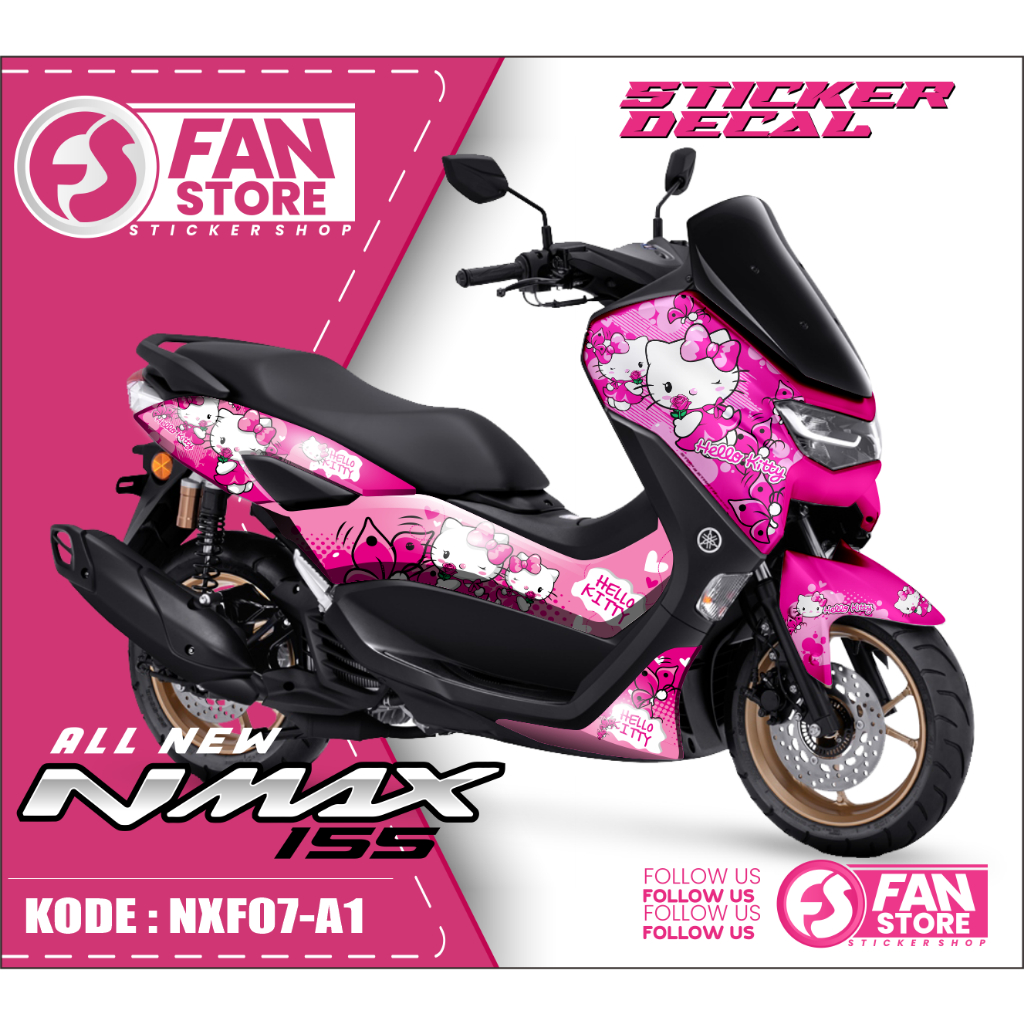 Decal Nmax 2022 Full Body - Sticker Decal Yamaha Nmax Hello Kitty - Stiker NMAX
