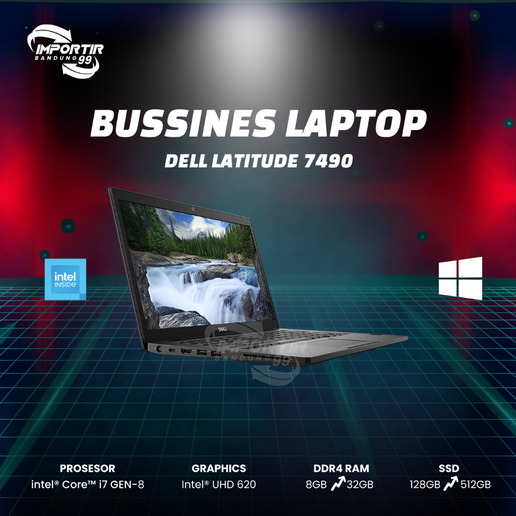Laptop Dell Latitude E7490 Core I7 Gen 8 RAM 8GB SSD 256GB Second Like New Murah Bergaransi