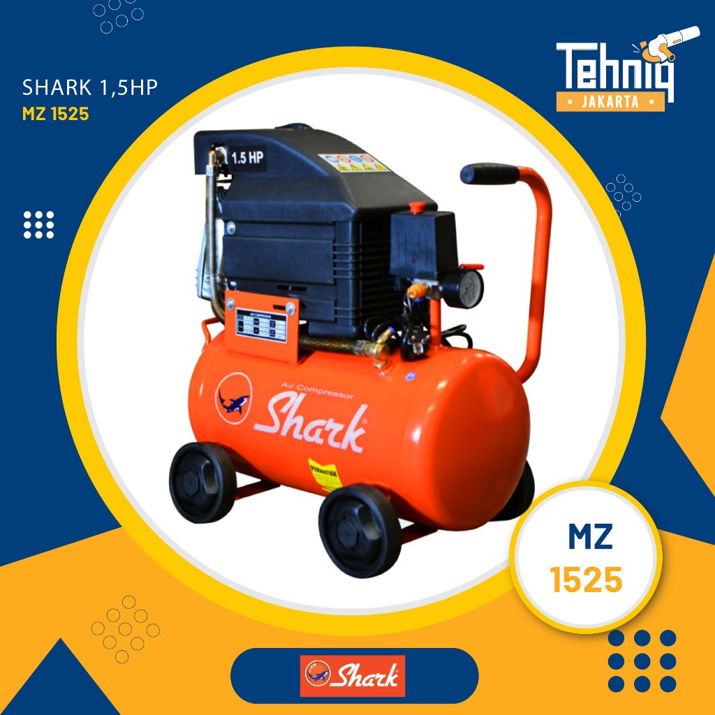 Shark Mesin Kompresor Angin Listrik Portable MZ-1525 Ukuran 1,5 HP 25L