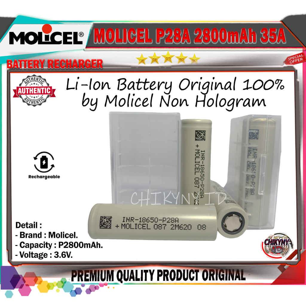 BATTERY MOLICEL 18650 P28A 2800mAh 35A ORIGINAL 100% MOLICEL
