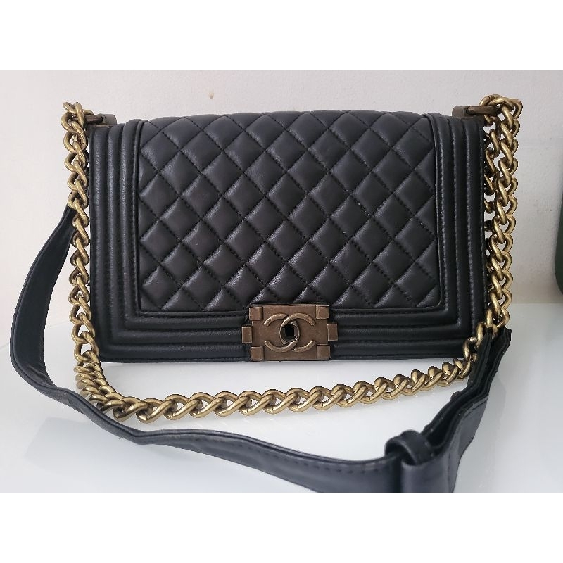 tas hitam rantai cantik, preloved