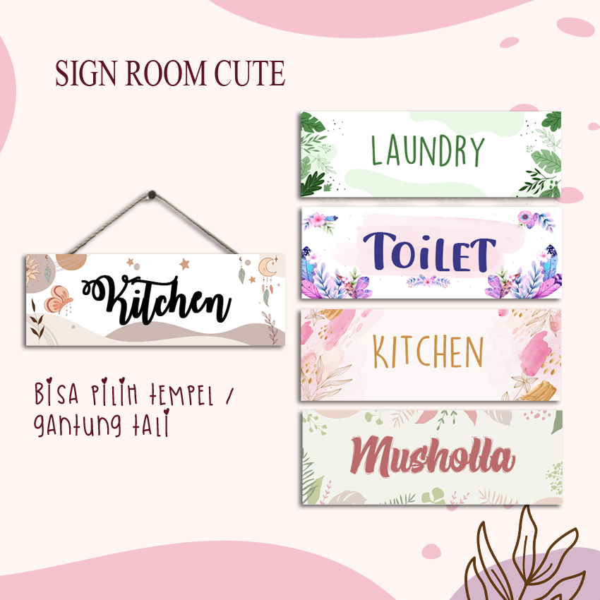 Papan Tulisan Kitchen Laundry Toilet Musholla Sign Signage Gantungan Pintu Penunjuk ruang Premium