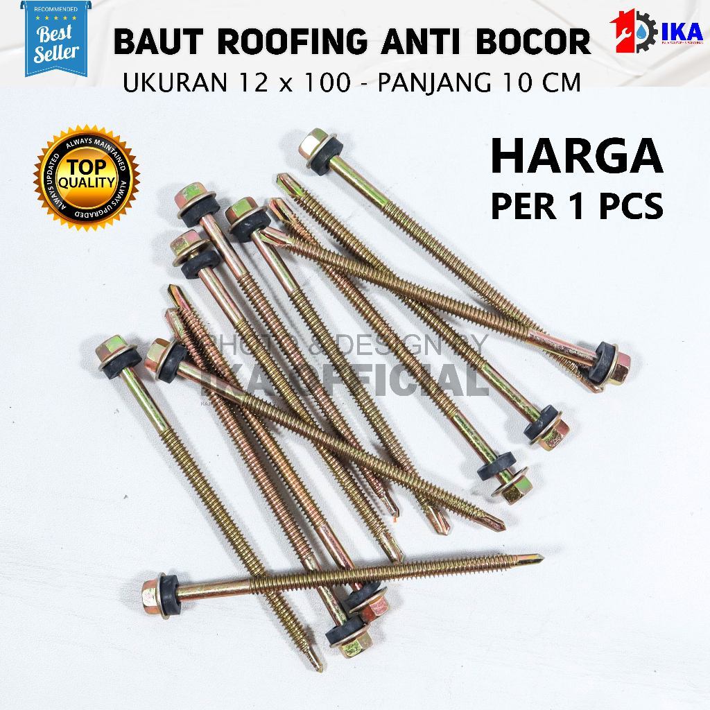 1 PCS / 1 Buah -  100mm Baut Sekrup Roofing / Baut Sekrup Baja Ringan Kuning 100 mm / 10cm *MURAH sk