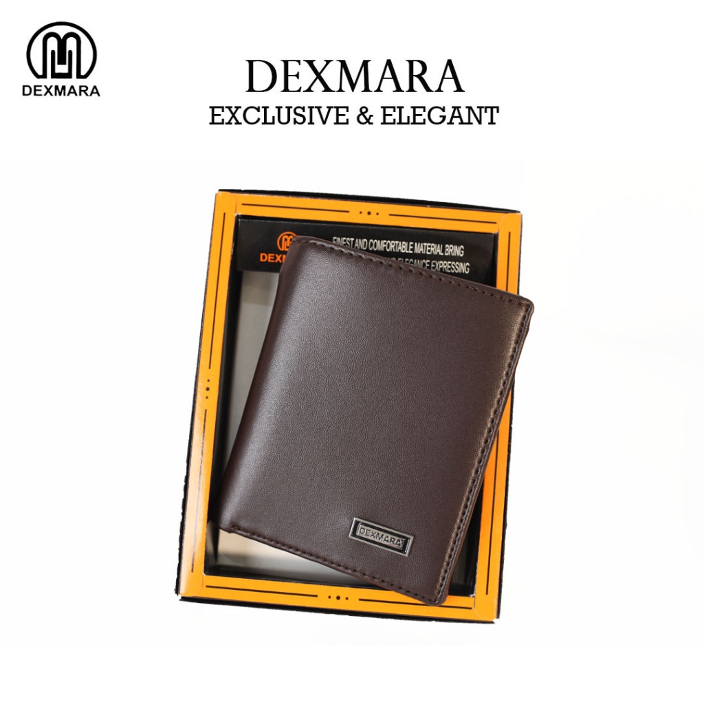 hemat dexmara dompet lipat pria premium original branded resleting dalam bahan kulit sintetis pvc bk