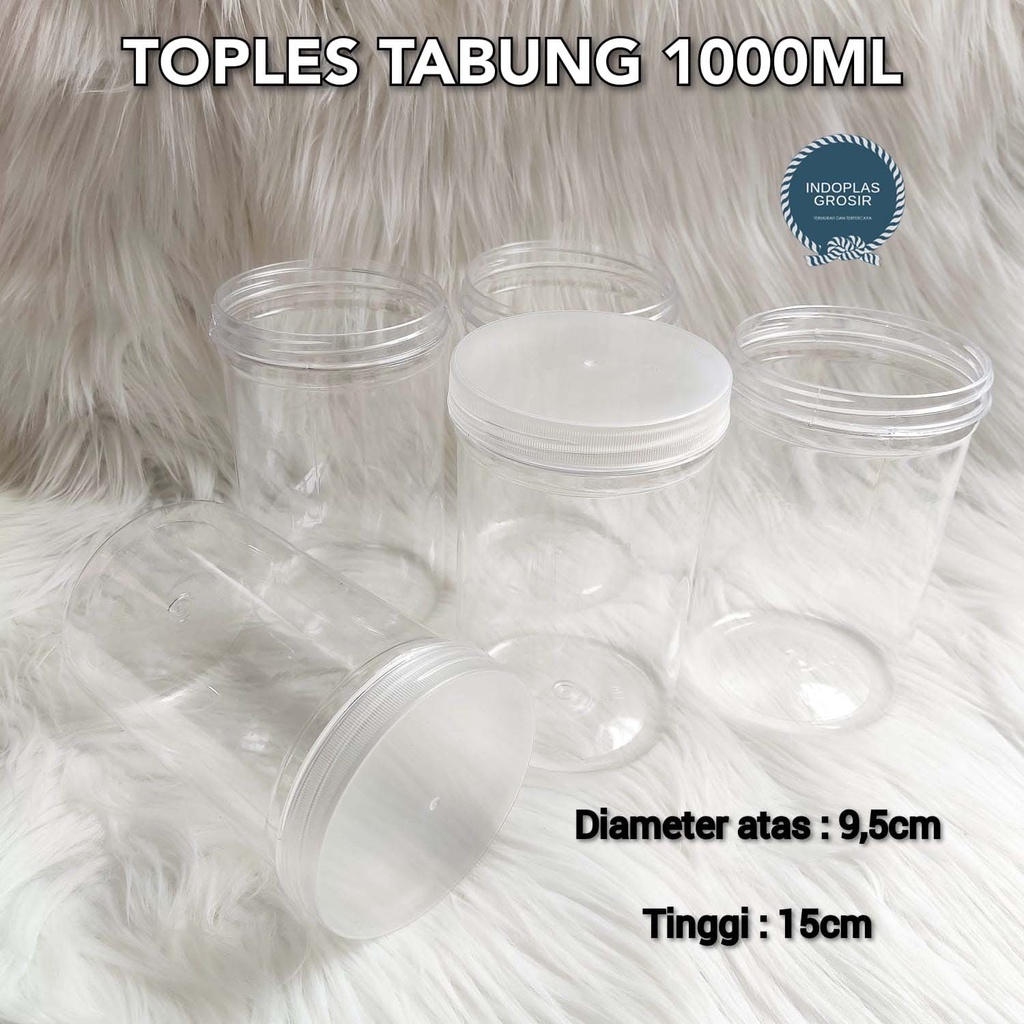 Toples Plastik Silinder Bening 1000ML / JAR PLASTIK TABUNG 1000 ML