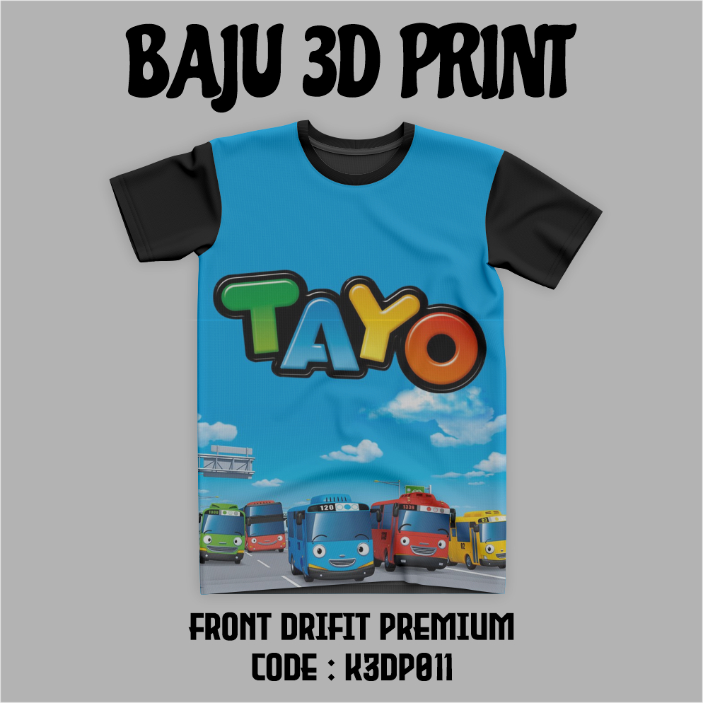BAJU ANAK COWO CEWE MOTIF TAYO 2 3DIMENSI PRINTING BERKUALITAS DISTRO